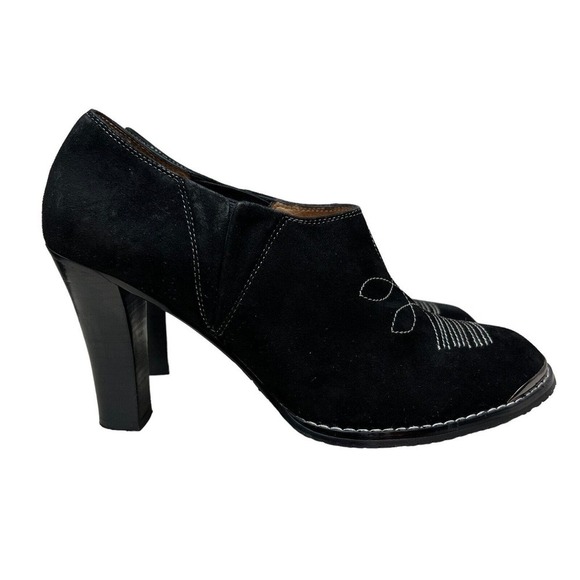Donald J Pliner‎ Alice Bootie Ankle Black Suede Etched Vamp Women Size 9 - Picture 1 of 8